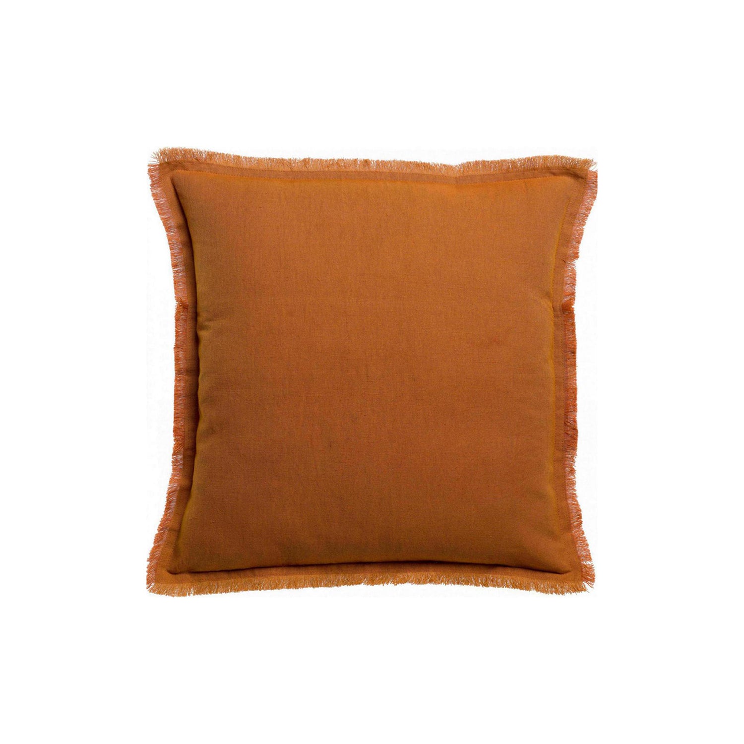 Copper Fringed Cotton/Linen Cushion, 45 x 45 cm