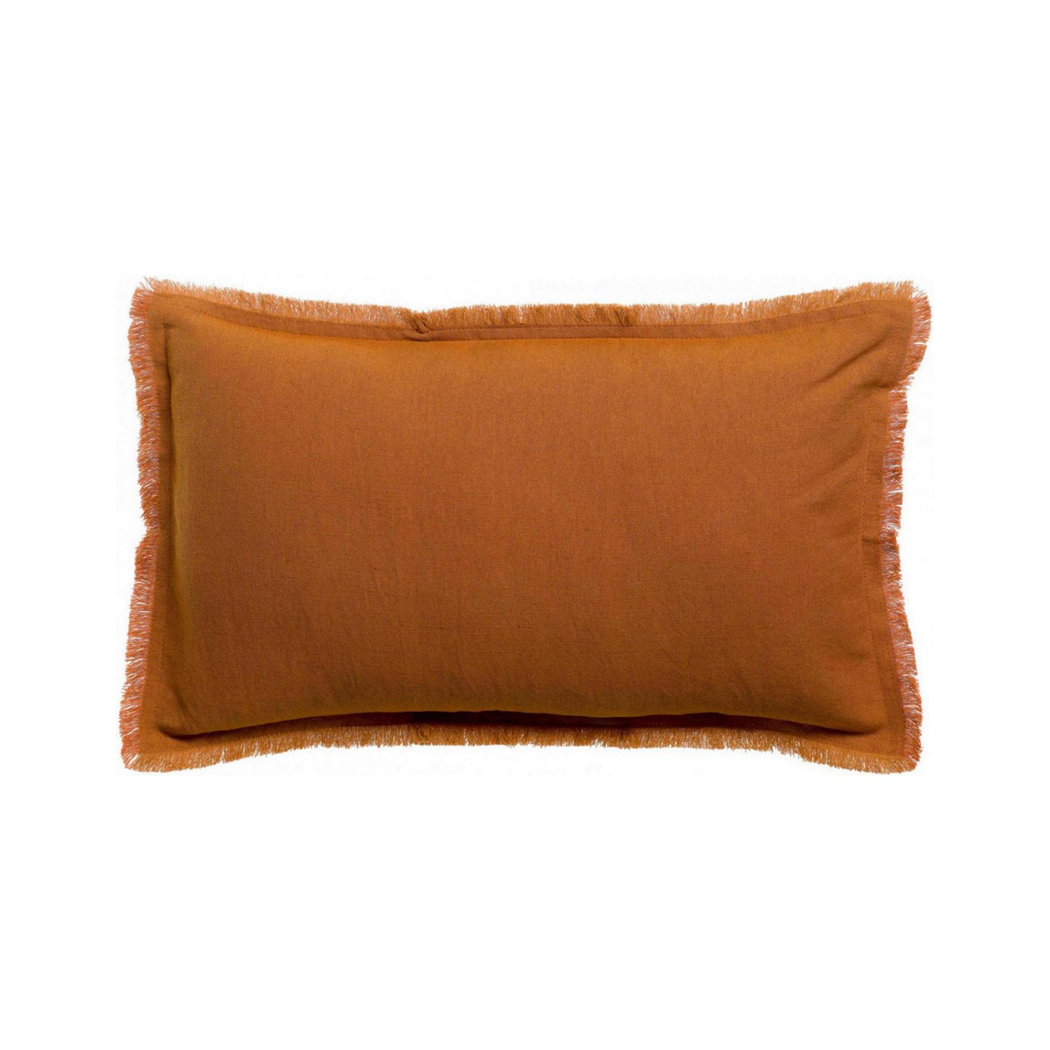 Copper Fringed Edge Linen/Cotton Cushion, 30 x 50 cm