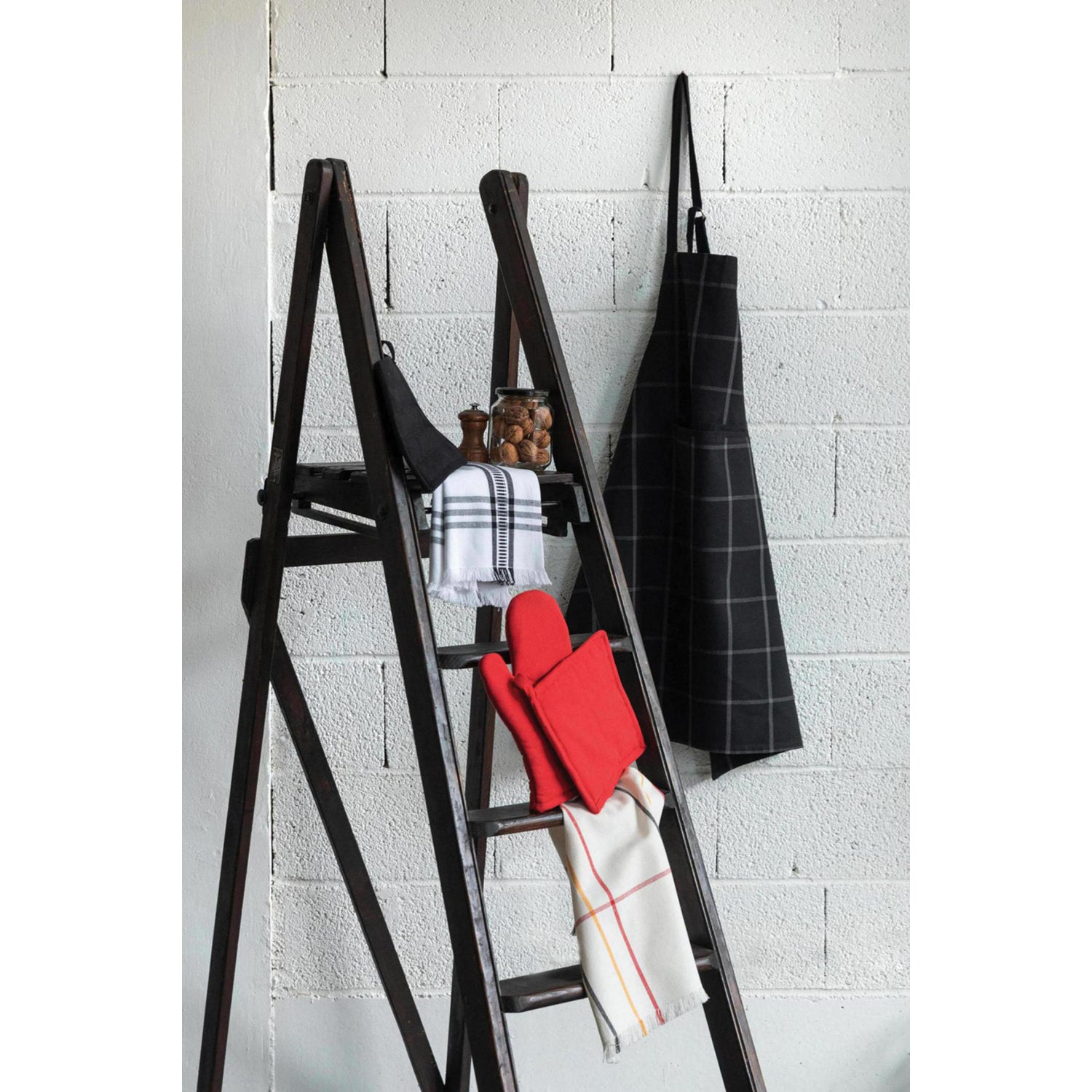 Charcoal & Black Check 'Doha' Recycled Cotton Mix Apron