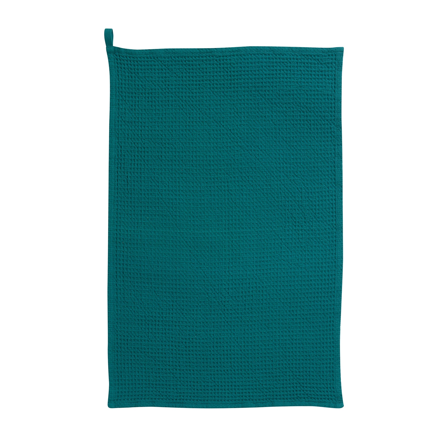 Peacock Blue Waffle Cotton Tea Towel, 50 x 70 cm