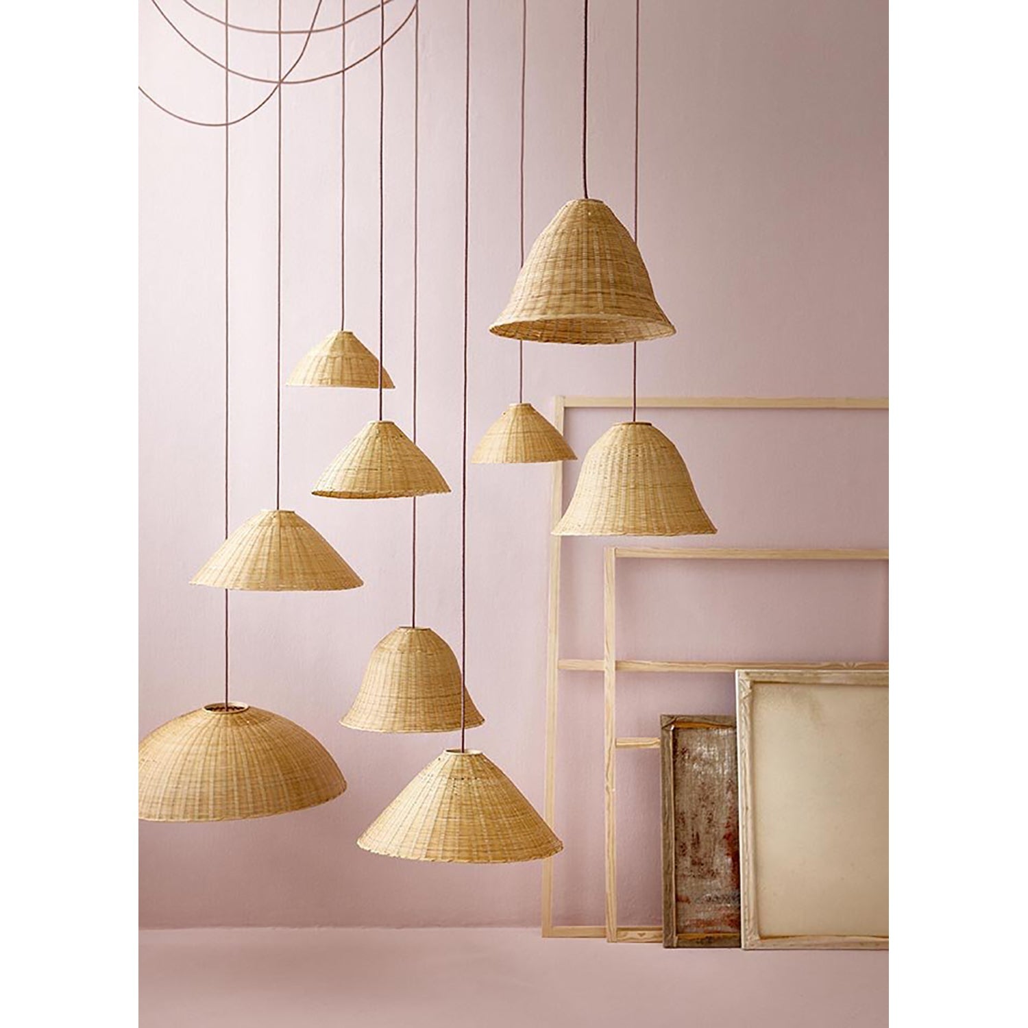 Woven Bamboo Bell Pendant Shade, 40 x 26 cm