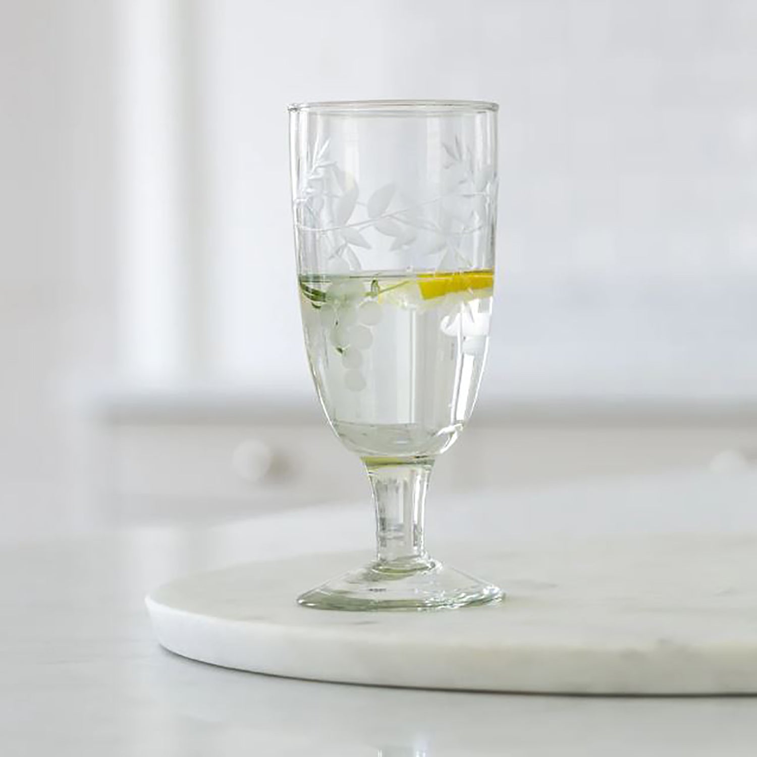 Rambling Vine Etched Champagne Glass