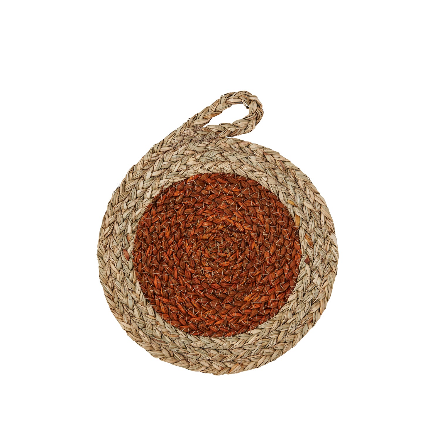 Orange Woven Seagrass Trivet, 26cm 
