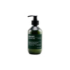 A dark green bottle with black pump and a label that says 'Meraki Face & Body Lotion'
